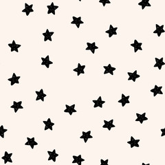 Stars seamless pattern. Black symbols graphic background.
