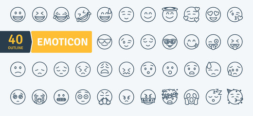 Emoticons Thin Line Pack. Vector scalable icons - obrazy, fototapety, plakaty