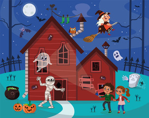 Vector illustration For Kids In Halloween Theme.