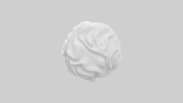 Futuristic white displace ball glossy liquid surface isolated 3d seamless loopable animation