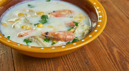 Corn and Shrimp Chowder with Mashed Potatoes
