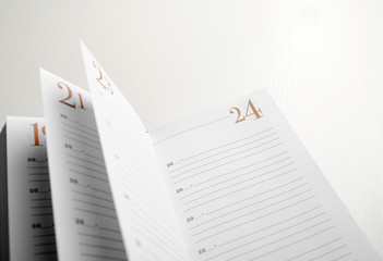 open notebook with empty pages on the table