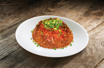 Steamed rice with preserved Chinese sausage and duck meat