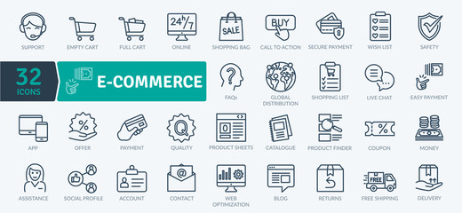 E-commerce Icon Pack. Thin Line and vector trade activities 