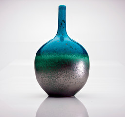 blue glass vase