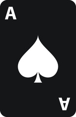 Black Playing card with spades symbol icon isolated