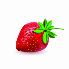 Fresh ripe strawberry with leaves. Vector EPS10