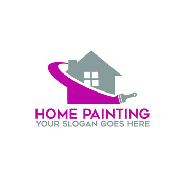 Home Painting Logo Design Icon Vector Template