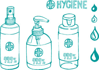 Hygiene, Cleaning, Desinfektion, Corona, Covid, Covid19, Covid-19, Covid 19, Pandemie, Reinigung, Cleansing, Desinfection, Ilustration, Illustration, Zeichnung, Rollerpen, 