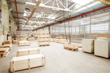 Warehouse with unloading of humanitarian aid during the virus epidemic