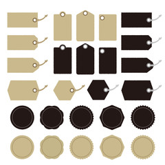 紐つきタグとラベルのイラスト