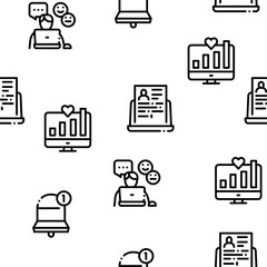 Blogger Internet Social Channel Seamless Pattern Vector Thin Line. Illustrations