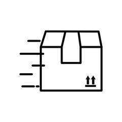Delivery box and gps mark line style icon vector design