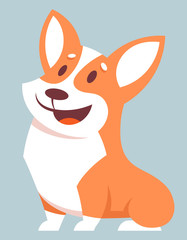 Corgi dog sitting. Cute pet in cartoon style.