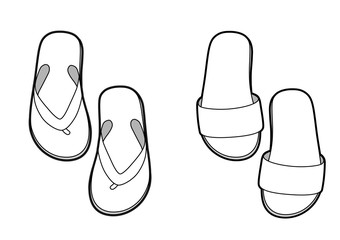 black and white vector flip flops