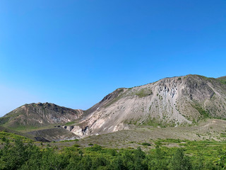 Fototapeta na wymiar Rough Scenery of Volcano (Mount Usu, Toya Caldera and Usu Volcano Global Geopark, Sobetsu, Iburi, Hokkaido, Japan)