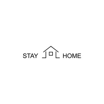 House Icon With Window, Outline Simple Vector. Stay Home Sign Symbol