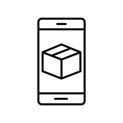 Delivery box inside smartphone line style icon vector design