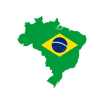 Vector illustration of Brazil flag map. Vector map.