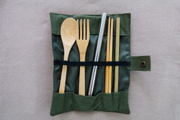 Reusable and environmentally friendly utensils, including bamboo spoon, fork, chopsticks, small...