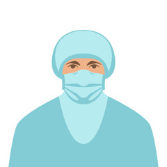 medical worker in protective mask, vector illustration