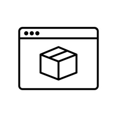 Delivery box inside website line style icon vector design