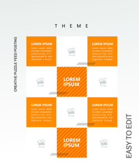 modern social media post feed, Yelow, retro, instagram feed, instagram template, instagram frame, minimalist.