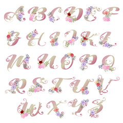 beautiful floral vector font type