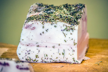 seasoned lard with aromatic herbs