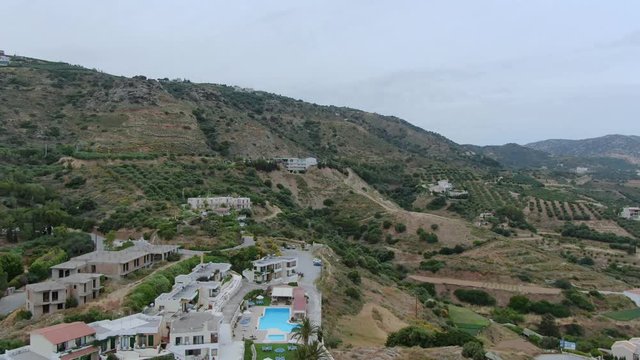 Beautiful Countryside and Town in Crete, Greece, Aerial Drone View