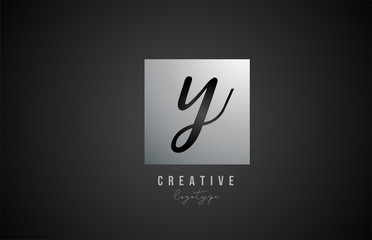 silver metal grey Y square alphabet letter logo icon design for business and company