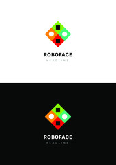 Robo face company logo template.