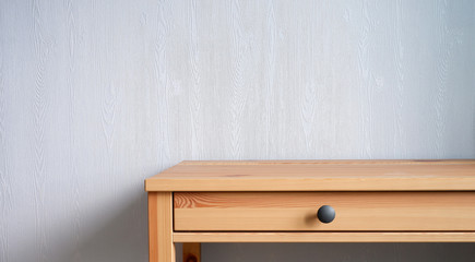 Stylish wooden table. Beautiful interior