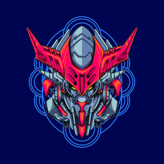 
Vector illustration, Mecha head with sacred geometry pattern
