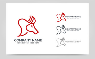 Modern abstract Bull logo design. Vector editable logo