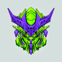 
Vector illustration, Mecha head with sacred geometry pattern
