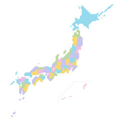 日本地図, ドットマップ, 地方別, 県別, 北方領土