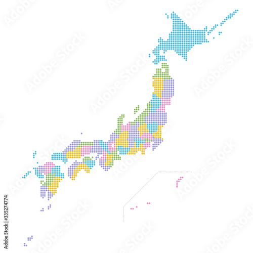 日本地図 ドットマップ 地方別 県別 北方領土 Wall Mural Iokuukan 日本地図 ドットマップ 地方別 県別 北方領土 Wall Mural Iokuukan