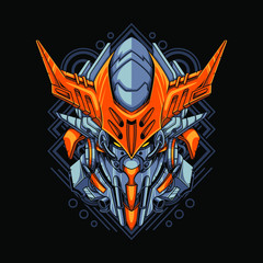 
Vector illustration, Mecha head with sacred geometry pattern
