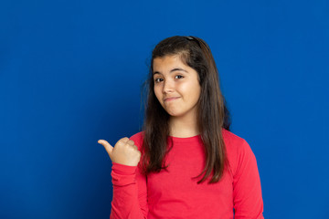 Preteen girl with red t-shirt