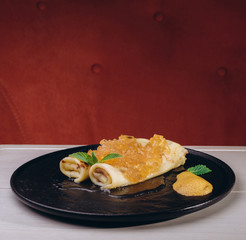 delicious desserts sweets home cooked pancakes stuffed with delicious eclairs