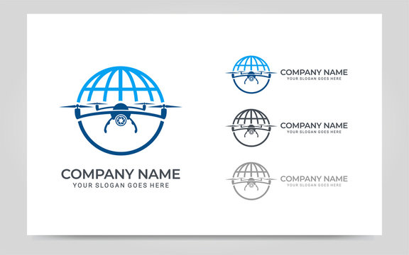 Flying Drone logo design. Editable logo design