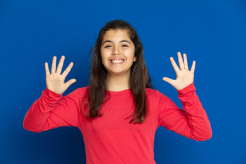 Preteen girl with red t-shirt