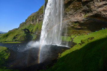 Fototapeta na wymiar waterfall in Iceland with rainbow