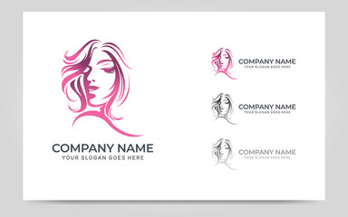 Beauty woman face logo symbol. Modern vector illustration. Graphic logo template