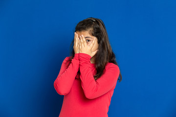 Preteen girl with red t-shirt
