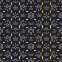 Fototapeta na wymiar Royal background wallpaper with a seamless pattern on a black background. Texture design: textiles, wrapping paper. Vector art.