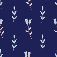 Fototapeta na wymiar Tulips and leaves seamless repeat pattern for wrapping paper,fabrics,textile,prints.