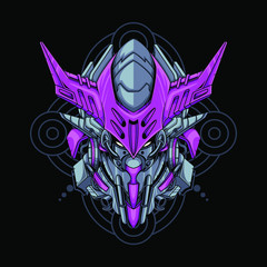 
Vector illustration, Mecha head with sacred geometry pattern
