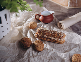 delicious desserts sweets home cooked pancakes stuffed with delicious eclairs